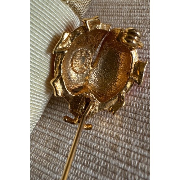 Vintage New View Gold-Tone & Red Enamel Ladybug Brooch With Rhinestone Accents - Picture 9 of 12